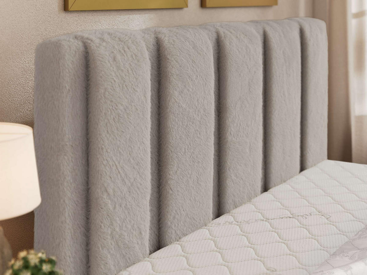 ČALÚNENÁ POSTEĽ SAVINO CLASSIC 140/200 - Svetlosivá Plyš - Matrac Multipocket - čierna/svetlosivá, textil/plast (140/200cm) - MKS