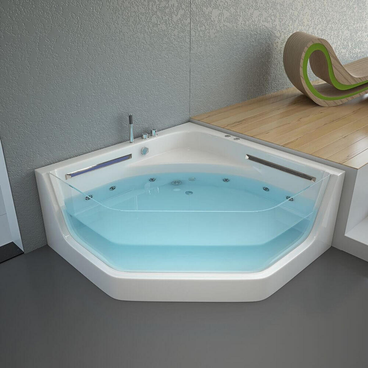 WHIRLPOOL PACIFICO - Weiß, Keramik (150/55/150cm) - Home Deluxe