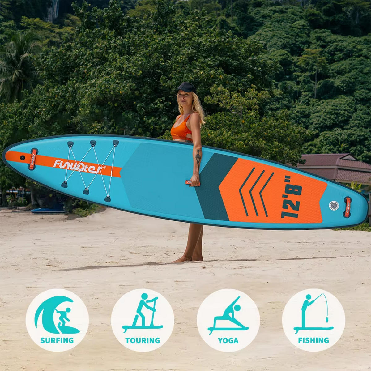 PADDLE BOARD Aufblasbar 385x85x15 cm SUP Rutschfest - Blau, Kunststoff (85/385/15cm) - Kaket