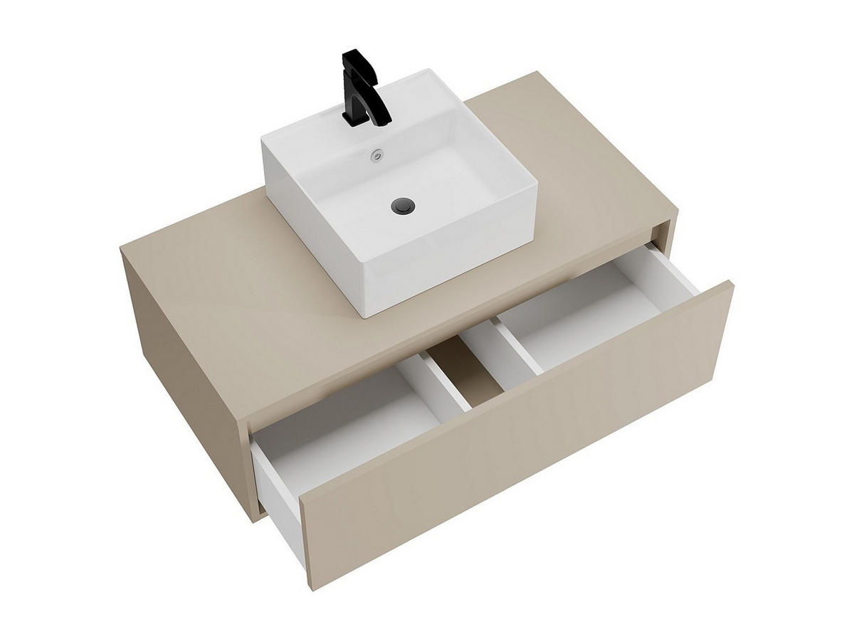 EINZELWASCHTISCH - 94 cm x 47 cm - Holz, Platte - Beige - TEANA - Beige, Holz (94/32/47cm) - Vente-Unique