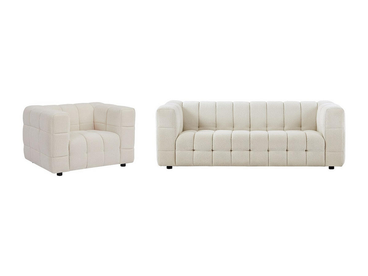 SOFAGARNITUR ohne Schlaffunktion - 4 -Sitzer - Polyester - weiß - LERICI - Weiß, Textil (213/72/89cm) - Vente-Unique