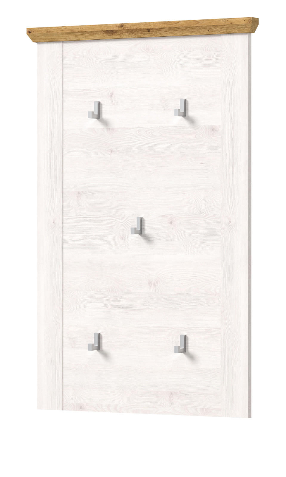 GARDEROBENPANEEL weiß Lärche Landhaus 68 cm, Flurgarderobe mit 5 Kleiderhaken - Weiß/Eiche Artisan, Holzwerkstoff (68/103/4cm) - Inn.Furn