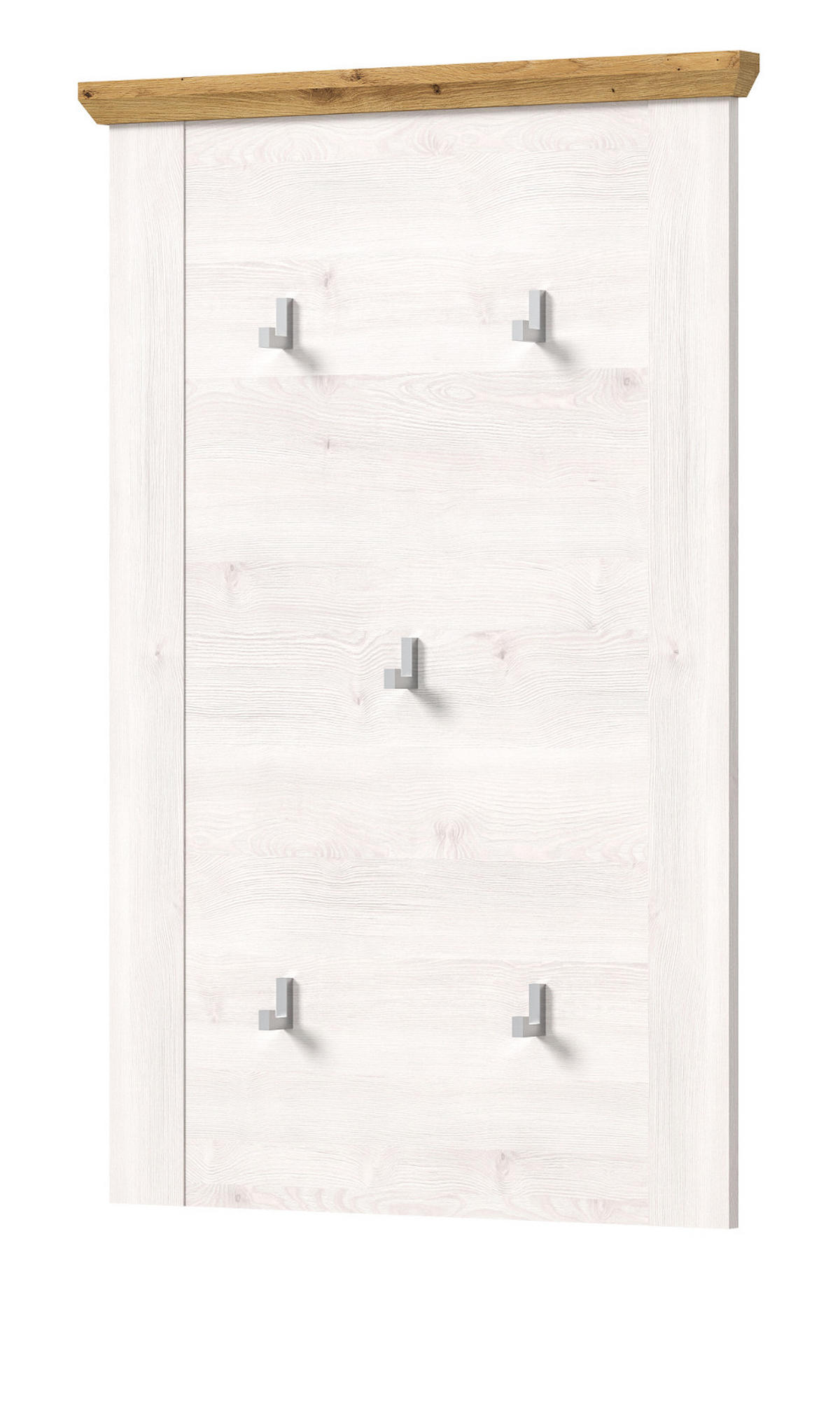 GARDEROBENPANEEL weiß Lärche Landhaus 68 cm, Flurgarderobe mit 5 Kleiderhaken - Weiß/Eiche Artisan, Holzwerkstoff (68/103/4cm) - Inn.Furn
