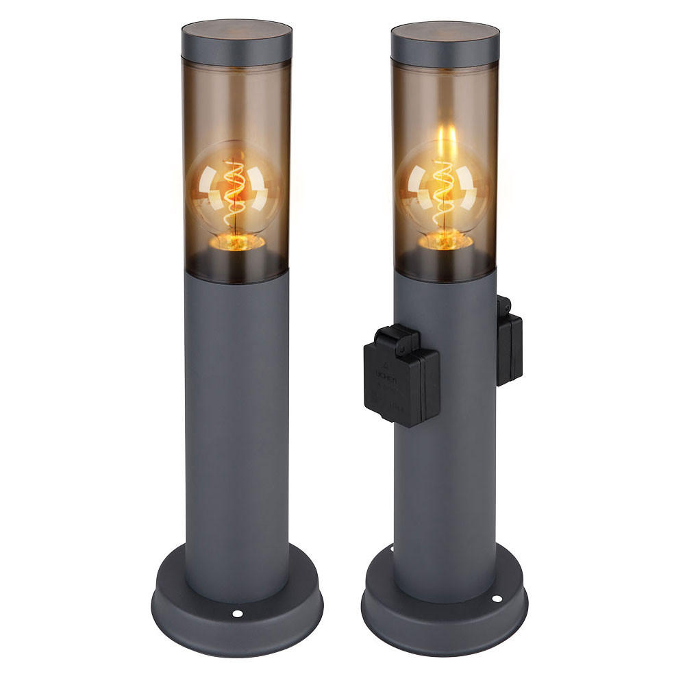 WEGELEUCHTE BOSTON Edelstahl Anthrazit 2er Set - Anthrazit, Metall (7.6/7.6/45cm) - Globo Lighting