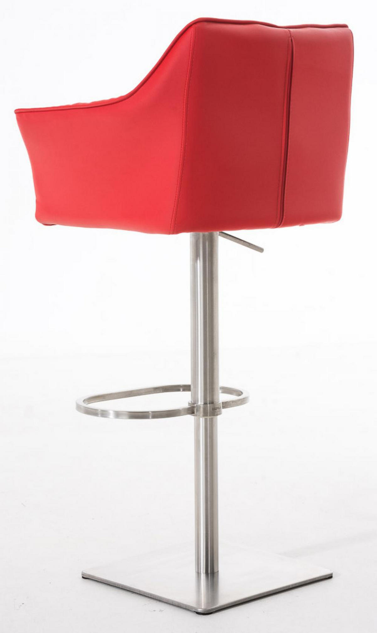 BARHOCKER 2er Set Lederlook Rot - Edelstahlfarben/Rot, Textil/Metall (64/88/45cm) - CLP