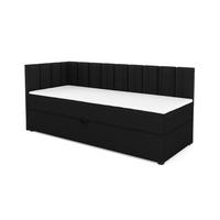 BOXBETT VIGO 100/200 cm in Cord/Velours Schwarz H3 links - Schwarz, Holz/Holzwerkstoff (100/200cm) - Deine Möbel 24