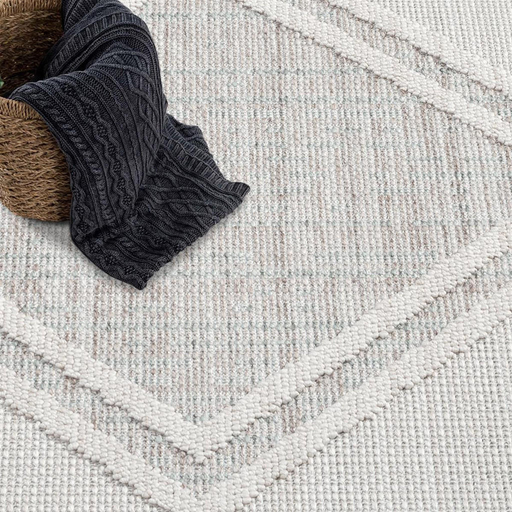 Thumbnail - carpet city Kurzflor-Teppich, Grau, Grün, Textil, Orientalisch, Rauten, Rechteckig, 140x200 cm, Oeko-Tex® Standard 100, ...