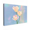 LEINWANDBILD Tulpen - Rosa Akzente - Blau Wanddeko 90x60 cm - Pastellblau, Textil (90/60cm) - MuchoWow