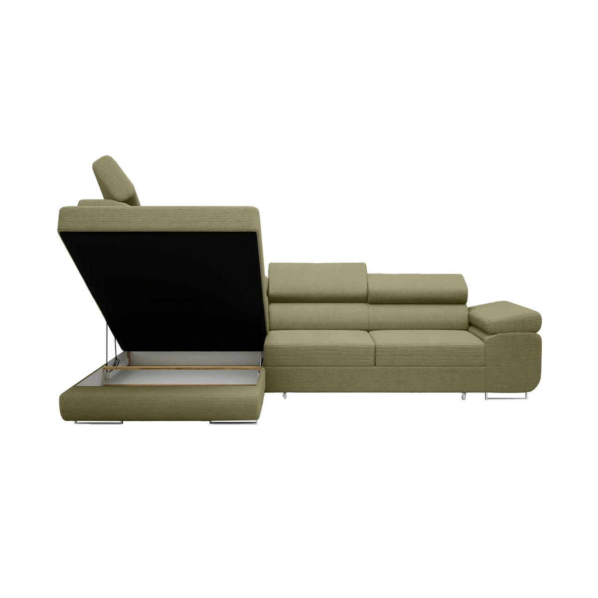 ECKSOFA Warton mit Schlaffunktion, Olive - Olivgrün, Textil (275/202cm) - Fedve
