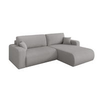 ROHOVÁ SEDAČKA s funkcí spaní, otoman vpravo BERY-L 276x193x88 světle šedá bouclé - černá/stříbrná, kompozitní dřevo/textil (276/193cm) - ALTDECOR