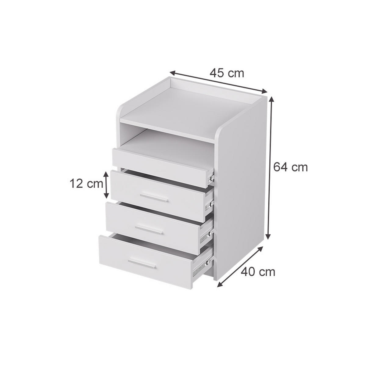 NACHTTISCH Edis Weiß 2er Set - Weiß, Holzwerkstoff (45/64/40cm) - Vicco