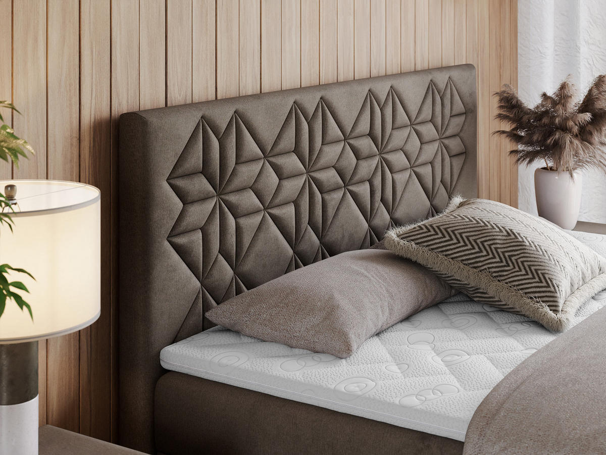 BOXBETT LEILA 180/200 Braun Velvet - H3 - Braun, Holz/Textil (180/200cm) - MKS