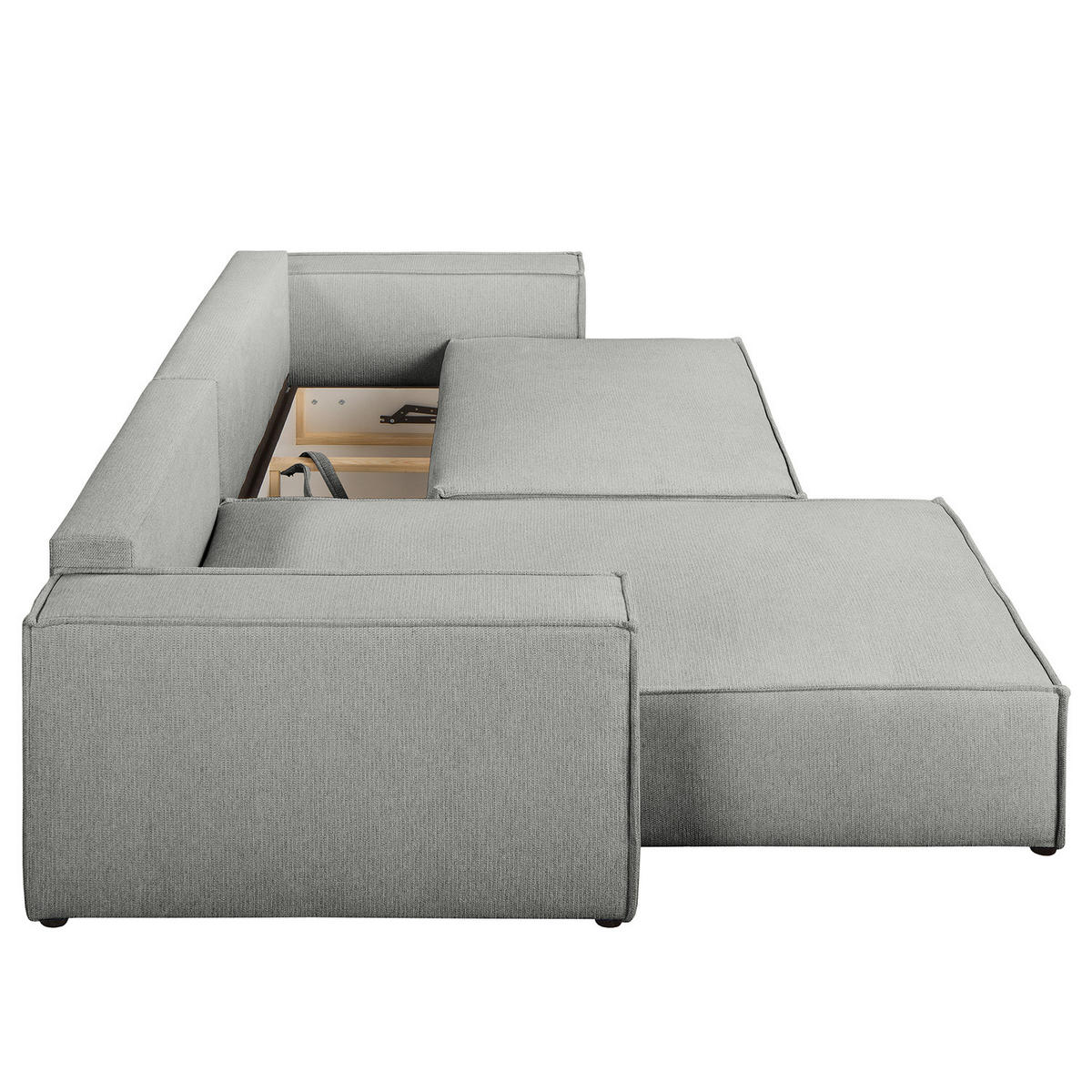 ECKSOFA mit Schlaffunktion - 290 cm - Dunkelgrau/Schwarz, Kunststoff/Textil (290/185cm) - home24