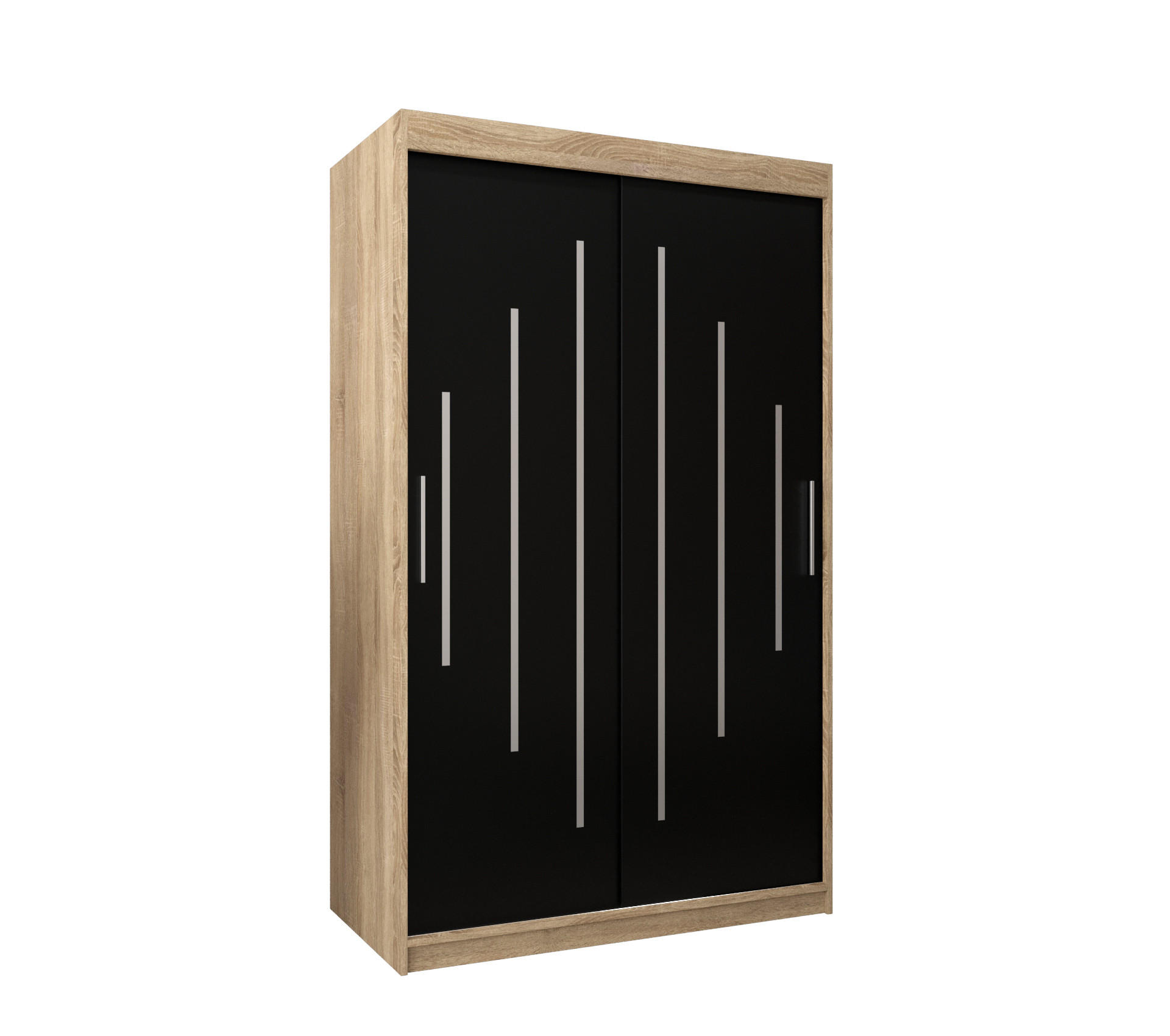 SCHWEBETÜRENSCHRANK 200/120/62 2-türig - Silberfarben/Schwarz, Holz/Kunststoff (120/200/62cm) - Abiks Möbel