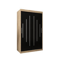 SCHWEBETÜRENSCHRANK 200/120/62 2-türig - Silberfarben/Schwarz, Holz/Kunststoff (120/200/62cm) - Abiks Möbel