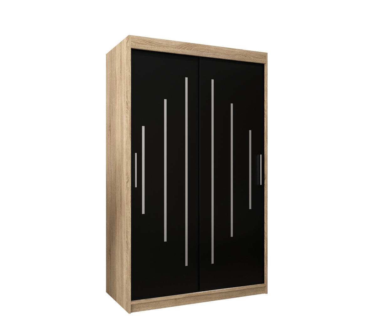 SCHWEBETÜRENSCHRANK 200/120/62 2-türig - Silberfarben/Schwarz, Holz/Kunststoff (120/200/62cm) - Abiks Möbel