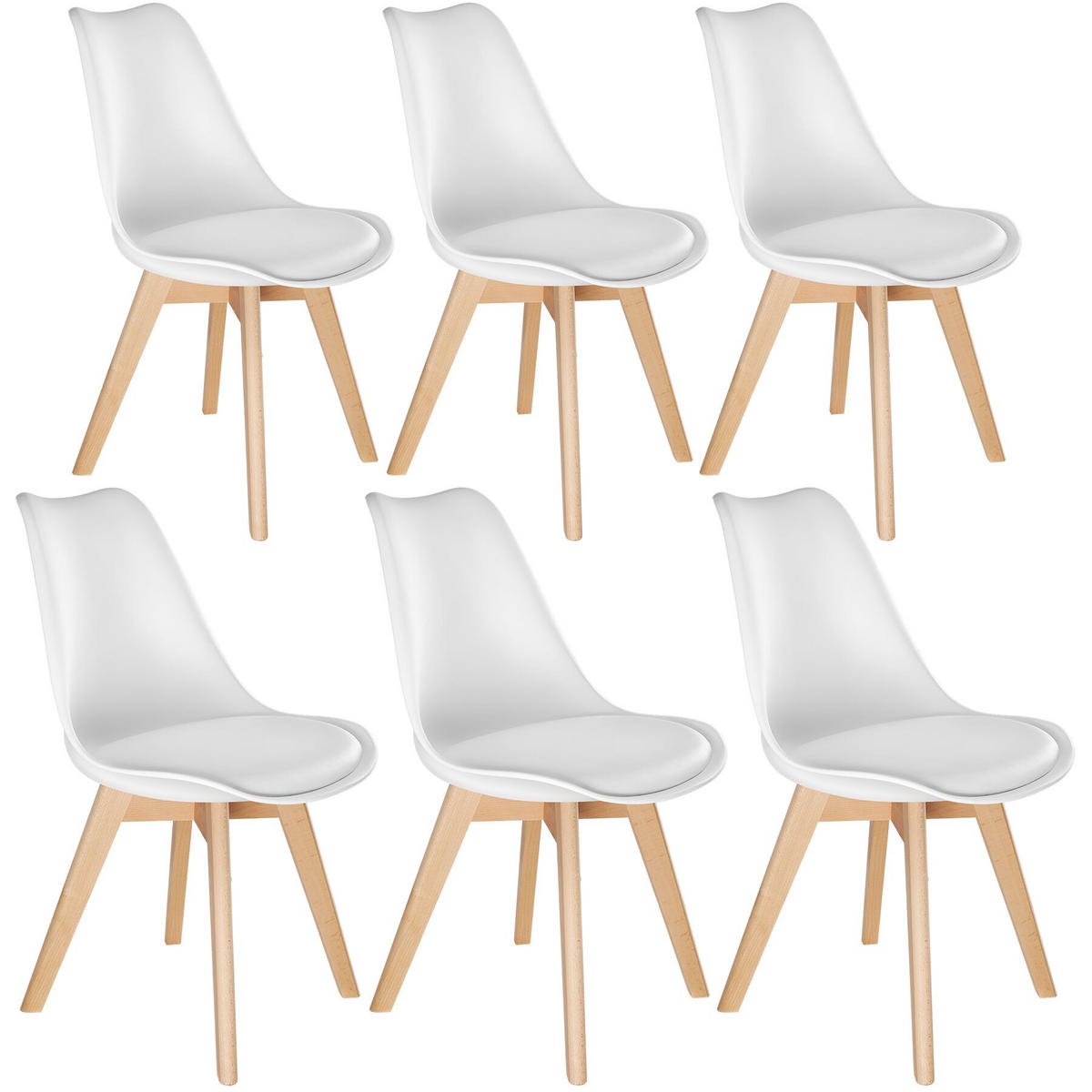 ESSZIMMERSTUHL 6er Set Friederike 49 x 56 x 82,5 cm weiß - Weiß, Textil (49/82.5/56cm) - tectake