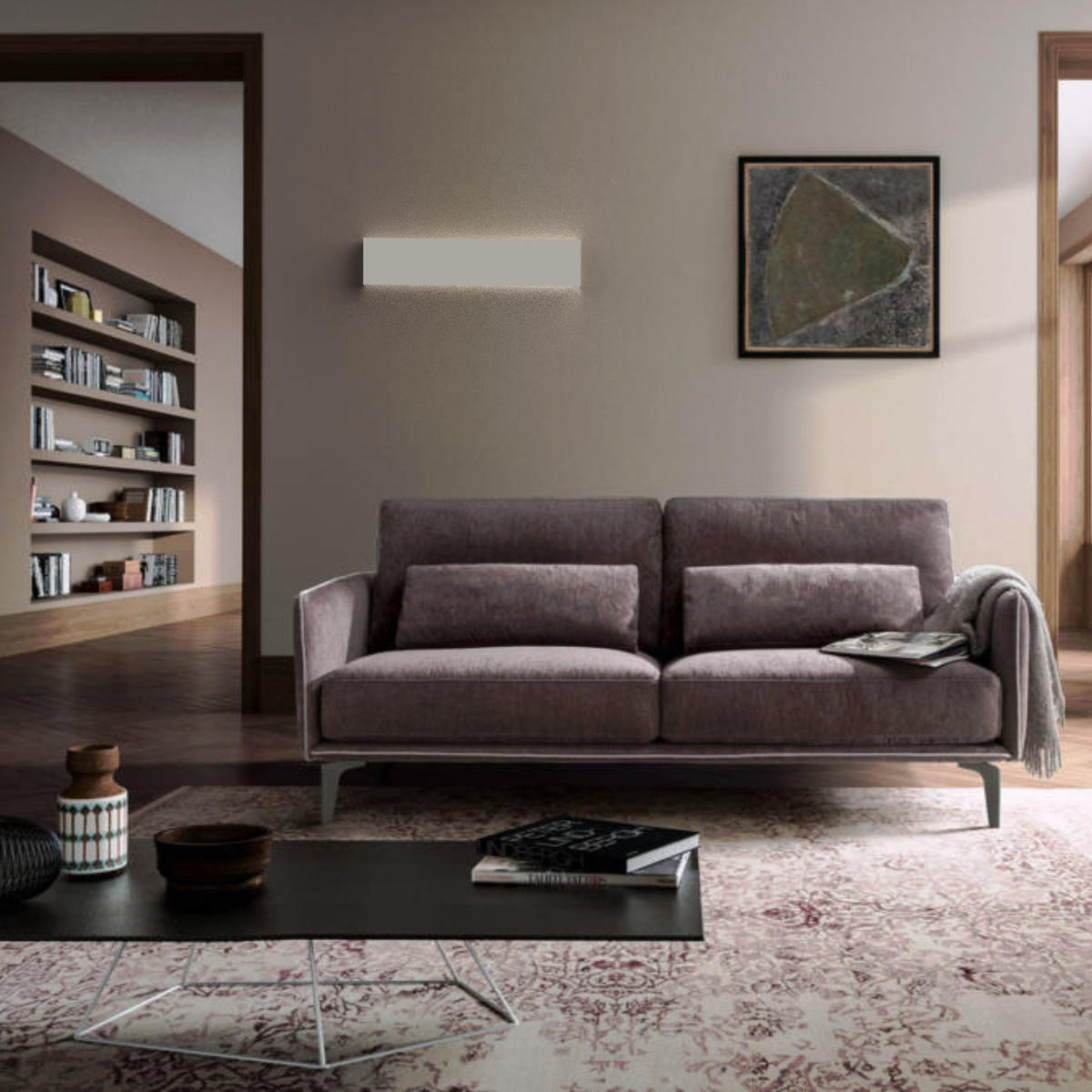 LED-WANDLEUCHTE - Weiß Hochglanz, Metall (50.4/11/3.6cm) - Lumicom