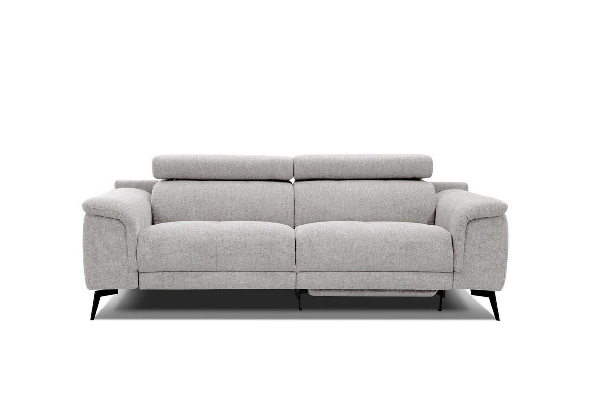 RELAXSOFA FIERO 3-Sitzer mit 1 Relaxfunktion, hellgrau - Hellgrau/Schwarz, Holzwerkstoff/Textil (212/82/103cm) - Courtois Laville