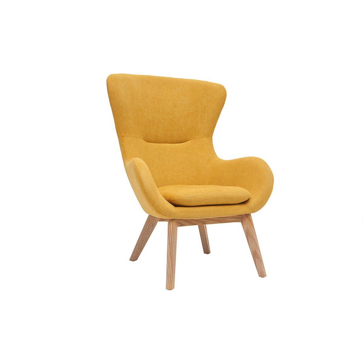 SESSEL Samt Senfgelb ESKUA - Gelb, Textil (87/105/76cm) - Miliboo