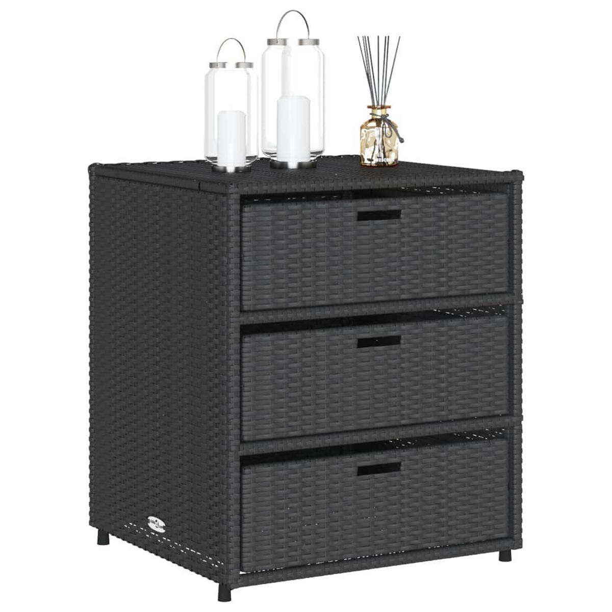 GARTENSCHRANK Schwarz 55x59x69 cm Poly Rattan - Schwarz, Kunststoff (55/69/59cm) - furnicato