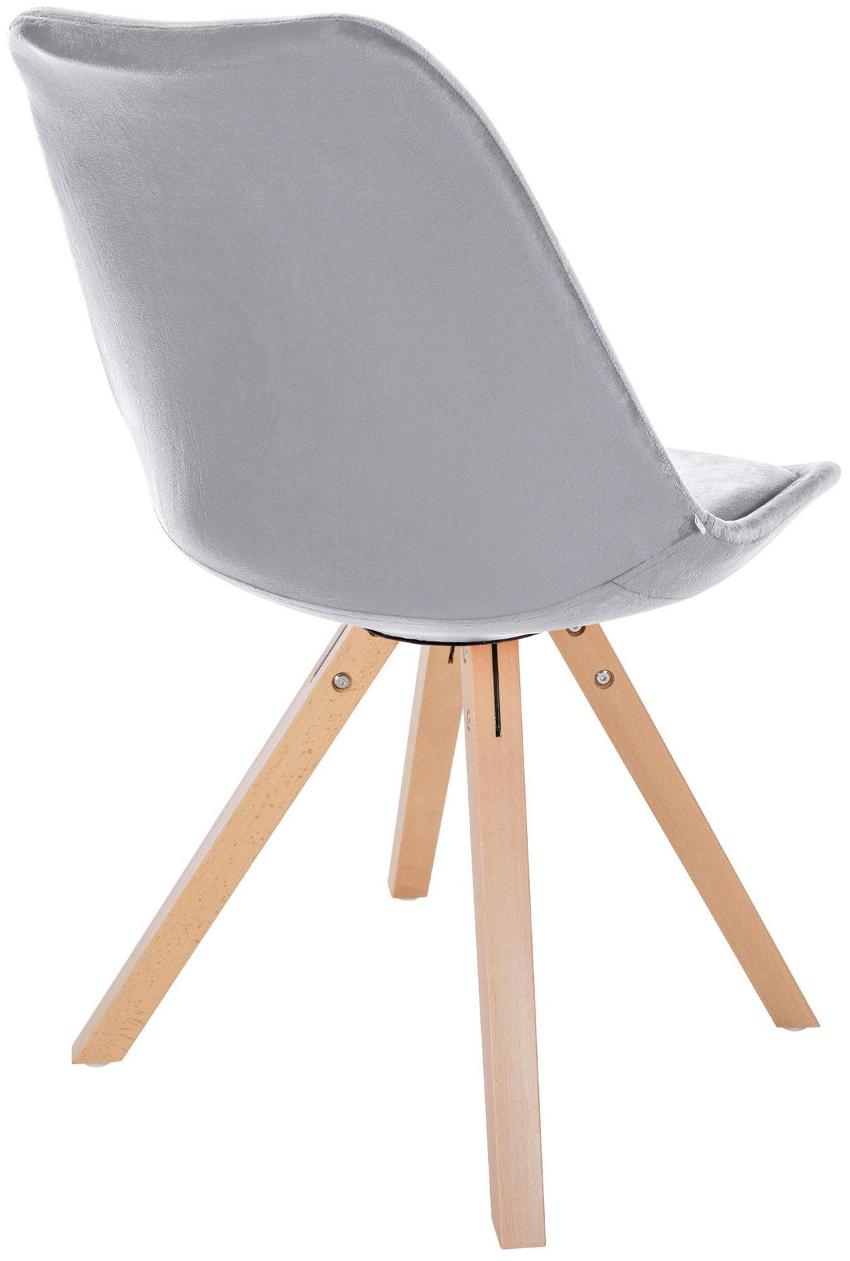 STUHL Samt hellgrau - Hellgrau/Naturfarben, Holz/Textil (48/81/54cm) - CLP