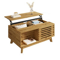 COUCHTISCH höhenverstellbar mit Jalousietür und MDF-Korpus - Naturfarben, Holzwerkstoff (55/90/57.5cm) - FLIEKS