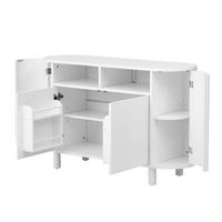 KOMODA z MDF 120x38x77 cm bílá s nastavitelnými policemi, obloukovou přihrádkou a vyrovnávacími nožkami - bílá, kompozitní dřevo (120/77/38cm) - Modfu