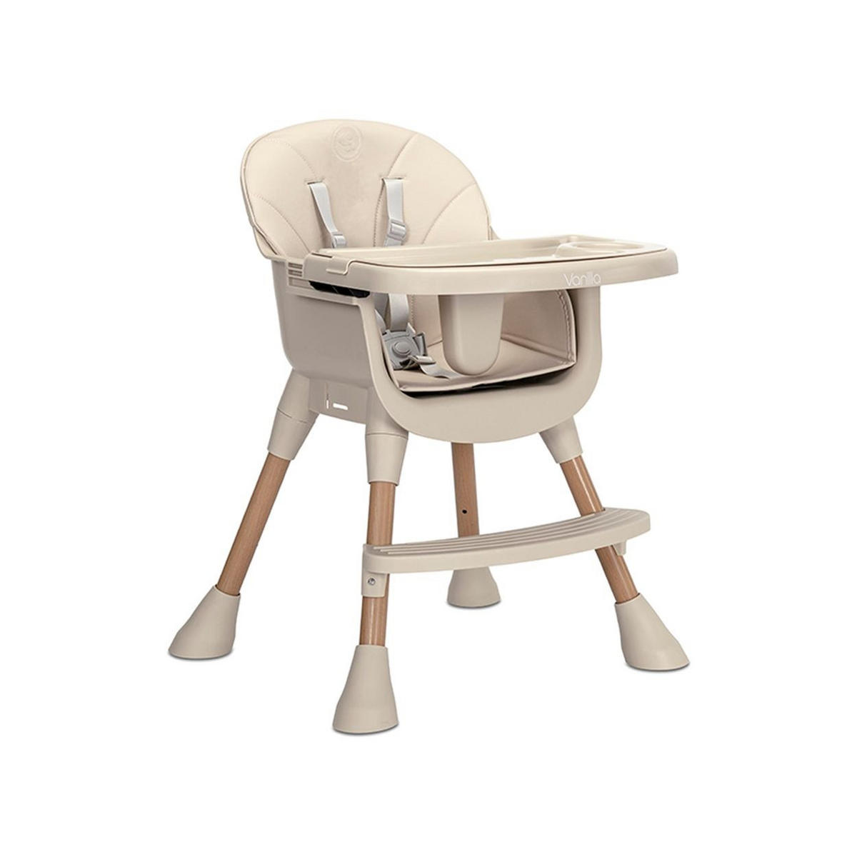 HOCHSTUHL Vanilla 3 in 1 beige Kinderstuhl, Tablett, Fußstütze, Gurt - Beige, Kunststoff (66/94/60cm) - Lorelli