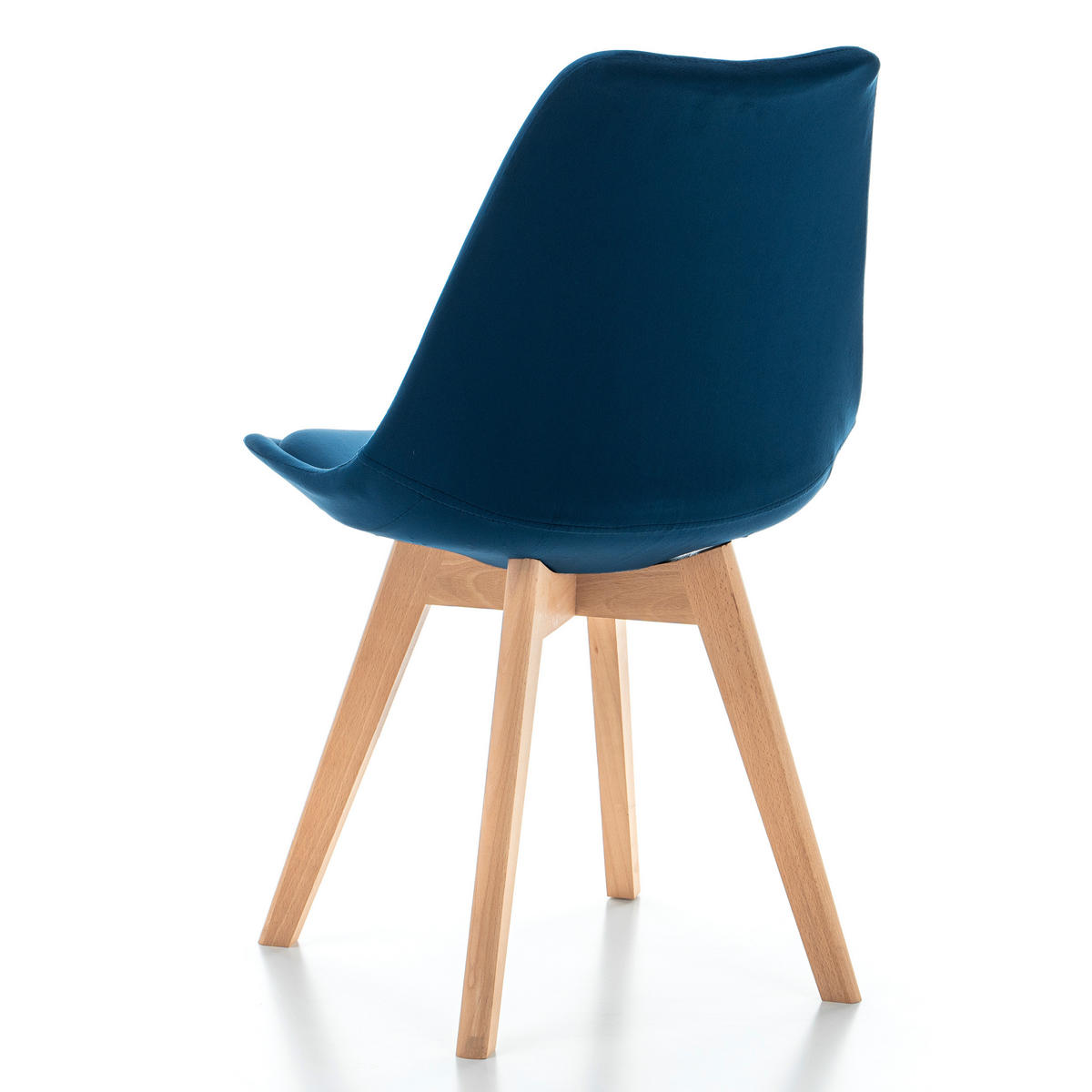 STUHL Dublin modern marineblau, Holzbeinen - Veloursstoff und Polsterschaum - Dunkelblau/Naturfarben, Holz/Textil (50/83/54cm) - NEW HOME