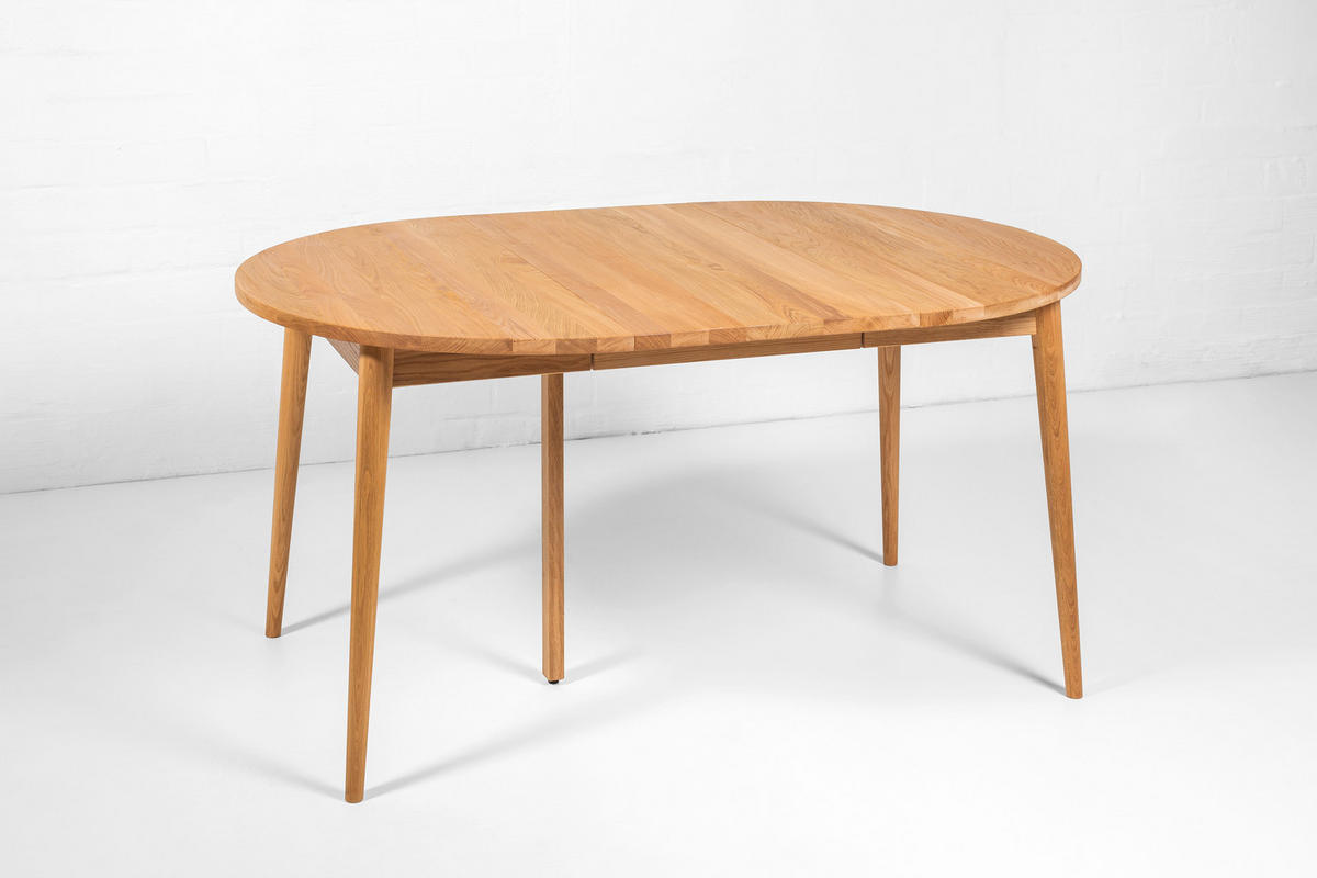 ESSTISCH BO D108 + 2 Verlängerungen, natürliches Ölwachs - Beige, Holz (108/108/75cm) - WOODEK