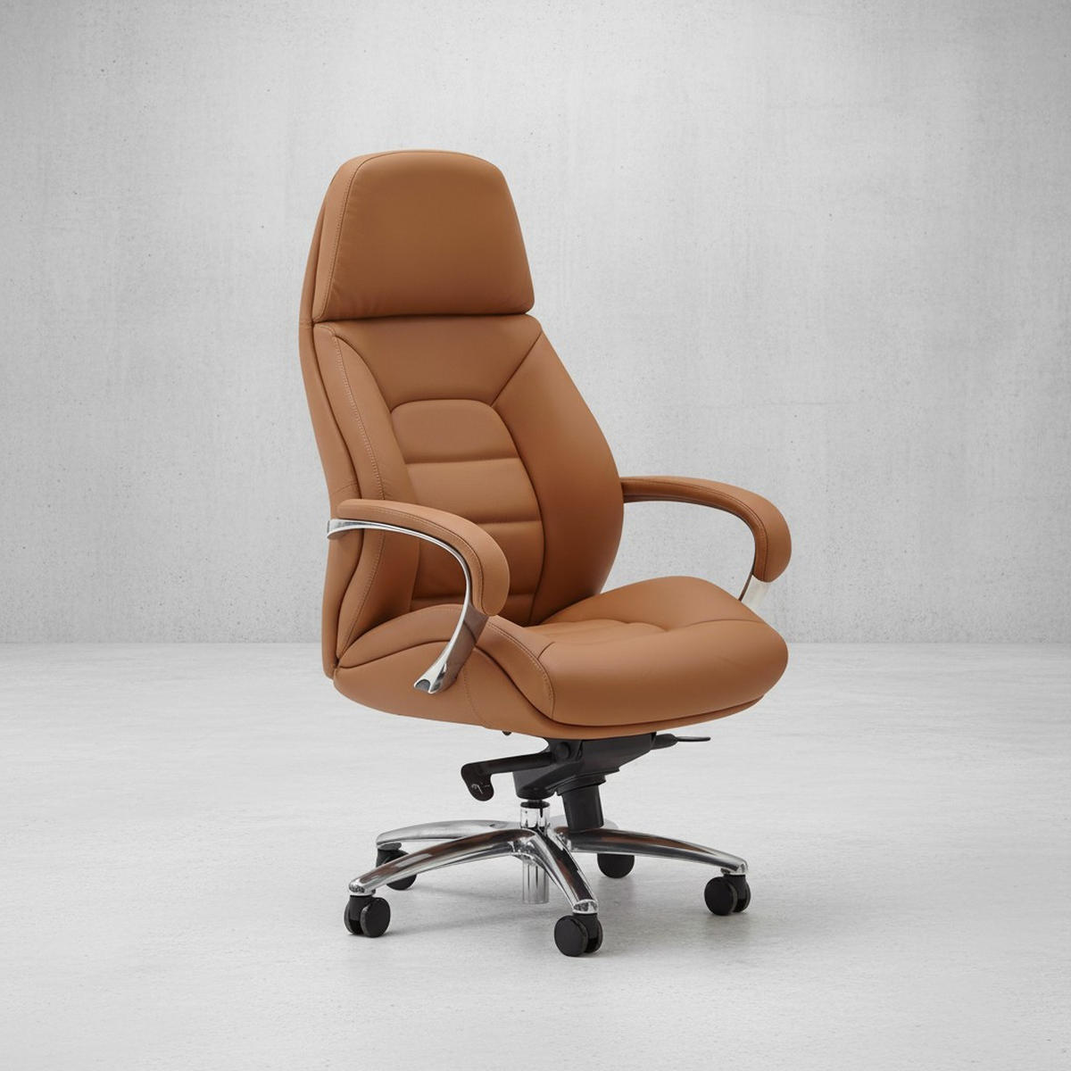 CHEFSESSEL Leder mit Multiblockwippmechanik bis 120 kg MIRON, Beige 67x67x137 cm - Beige/Silberfarben, Leder/Metall (67/137/67cm) - KADIMA DESIGN