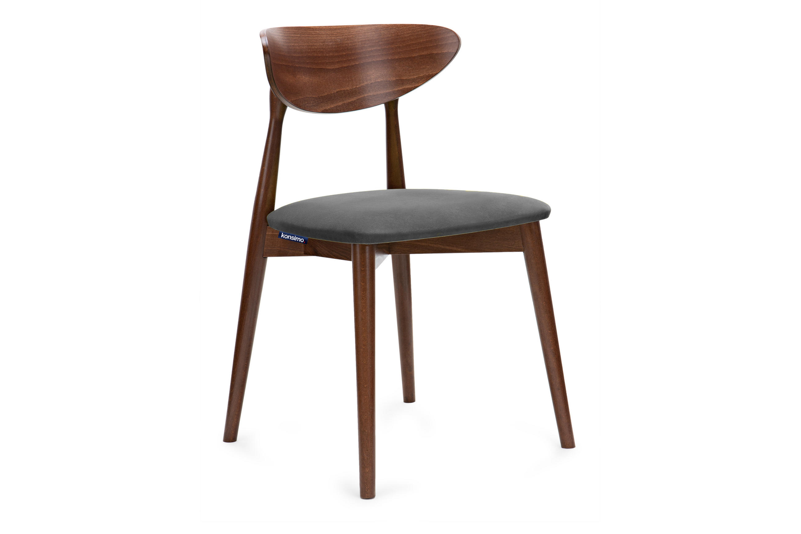 ESSZIMMERSTÜHLE RABI (2er-Set), grau / Nussbaum mittel - Haselnussfarben/Grau, Holz/Buchenholz (47/79/45cm) - KONSIMO®
