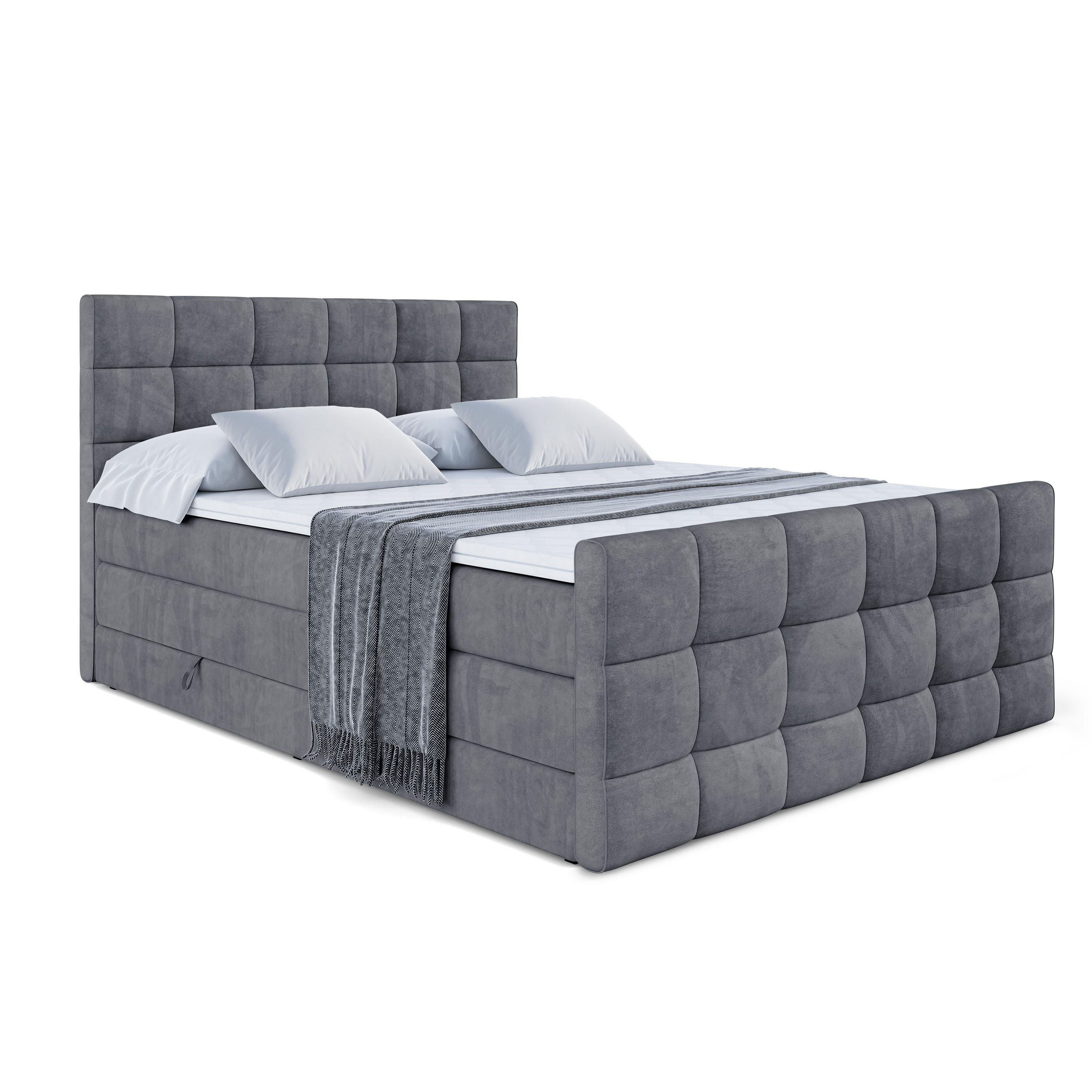 Altdecor Boxspringbett Dunkelgrau 200x200 cm