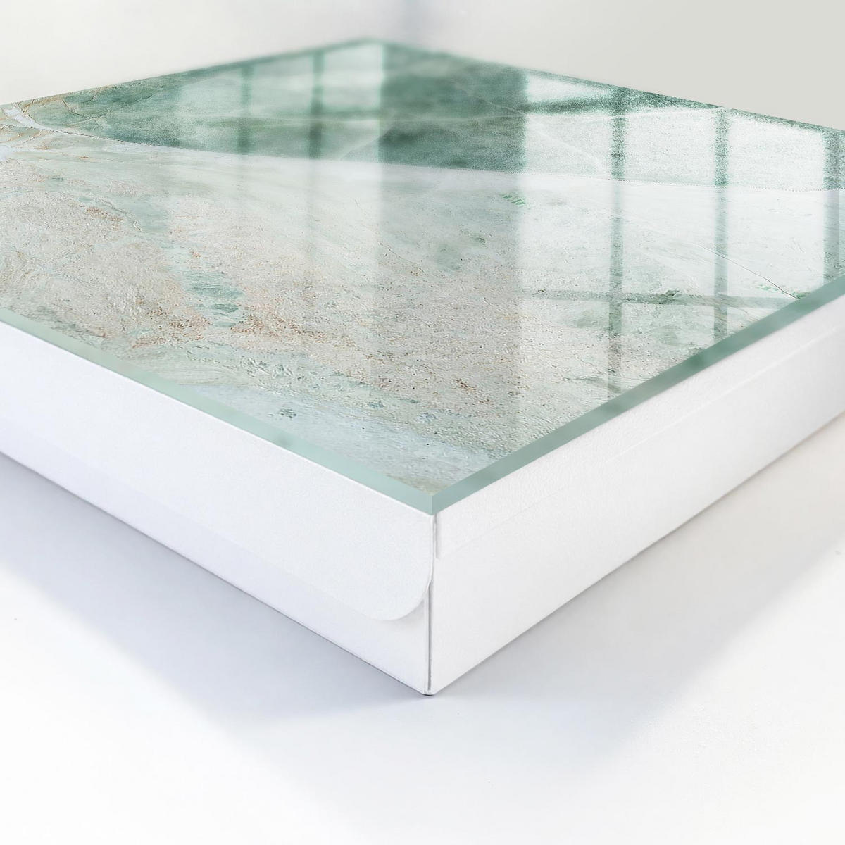 SCHLÜSSELBOX Weiß 30x30 cm – Türöffnung nach rechts - Marmor-Eleganz - Grün, Metall (30/30/5cm) - TULUP
