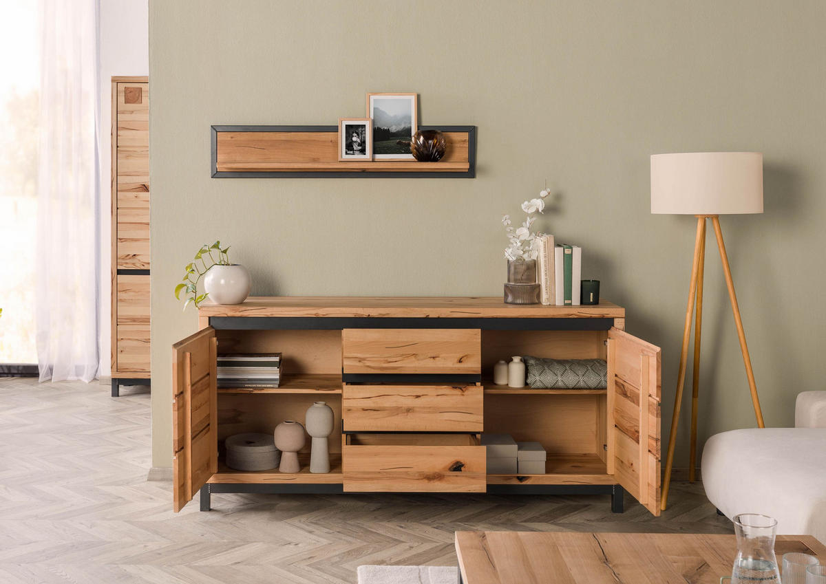 SIDEBOARD Kernbuche 175x45x85 natur geölt VILLANDERS #109 - Hellbraun, Holz (175/85/45cm) - Massivmoebel24