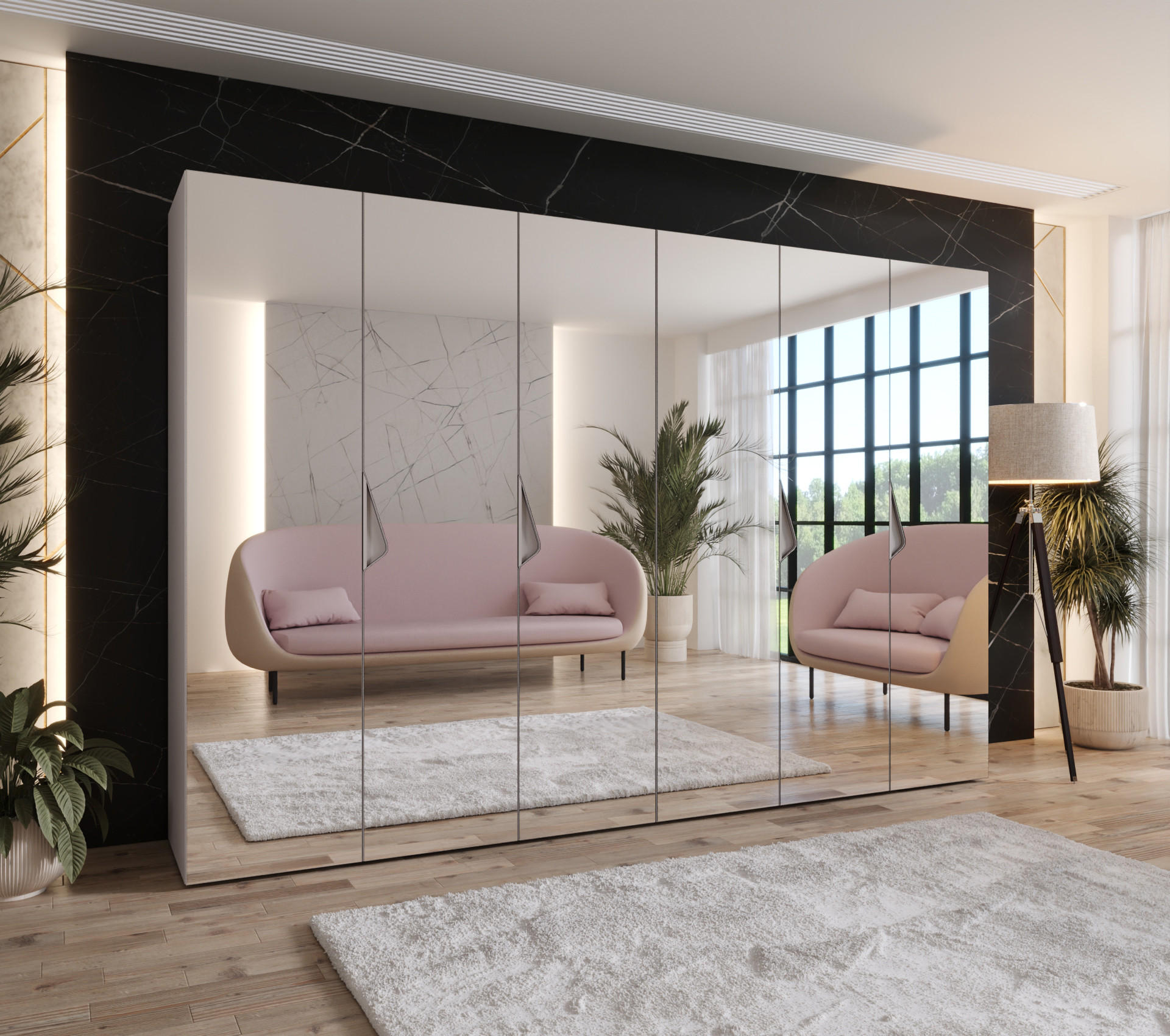 DREHTÜRENSCHRANK 202/300/52 6-türig - Beige, Holz/Metall (300/202/52cm) - Abiks Möbel