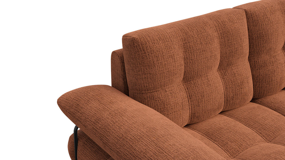 SOFA BUBBARA 2-Sitzer, rostrot - Schwarz/Orange, Holz/Textil (185/87/96cm) - Courtois Laville