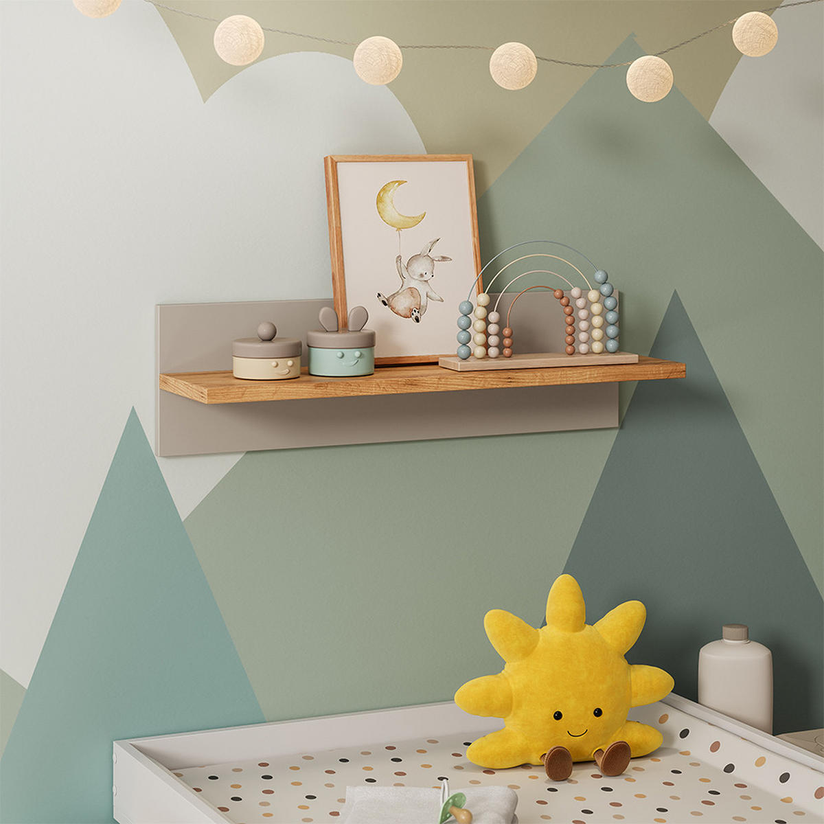 POLICE NA DĚTSKÝ POKOJ Malia Kašmír/Řemeselné - kašmírová/světle šedá, kompozitní dřevo (70/20/20cm) - VitaliSpa