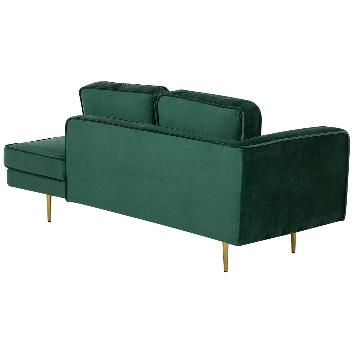 CHAISELONGUE Samtstoff smaragdgrün linksseitig Miramas - Goldfarben/Grün, Textil (171/63/79cm) - Beliani