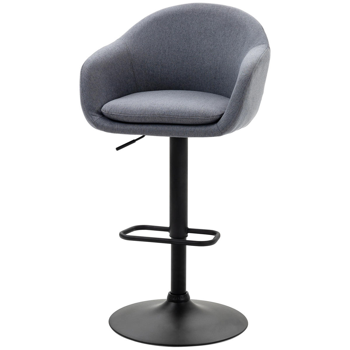 BARHOCKER DE-08067 höhenverstellbar, Leinenoptik, mit Fußstütze Grau - Dunkelgrau, Metall (54/112/54cm) - ComfortXL