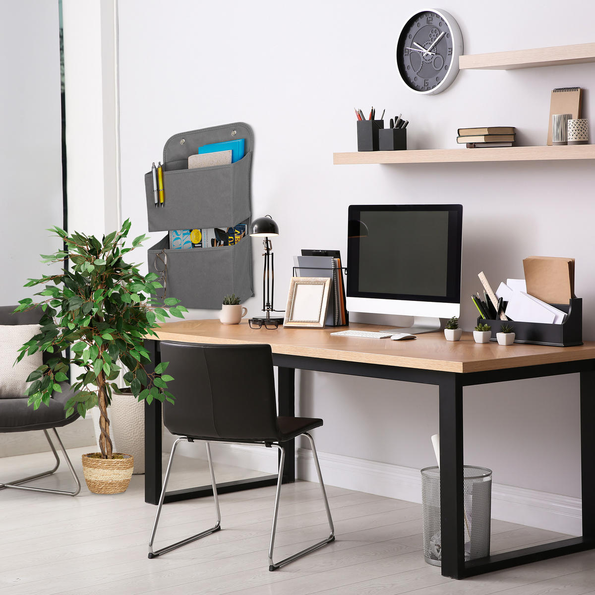 HÄNGEORGANIZER - Grau, Wellpappe/Textil (31/50/10cm) - Relaxdays