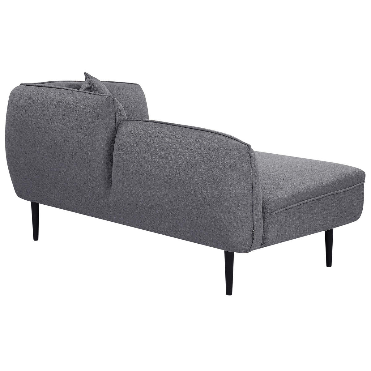 CHAISELONGUE Bouclé dunkelgrau rechtsseitig Chevannes - Schwarz/Grau, Textil (138/74/77cm) - Beliani