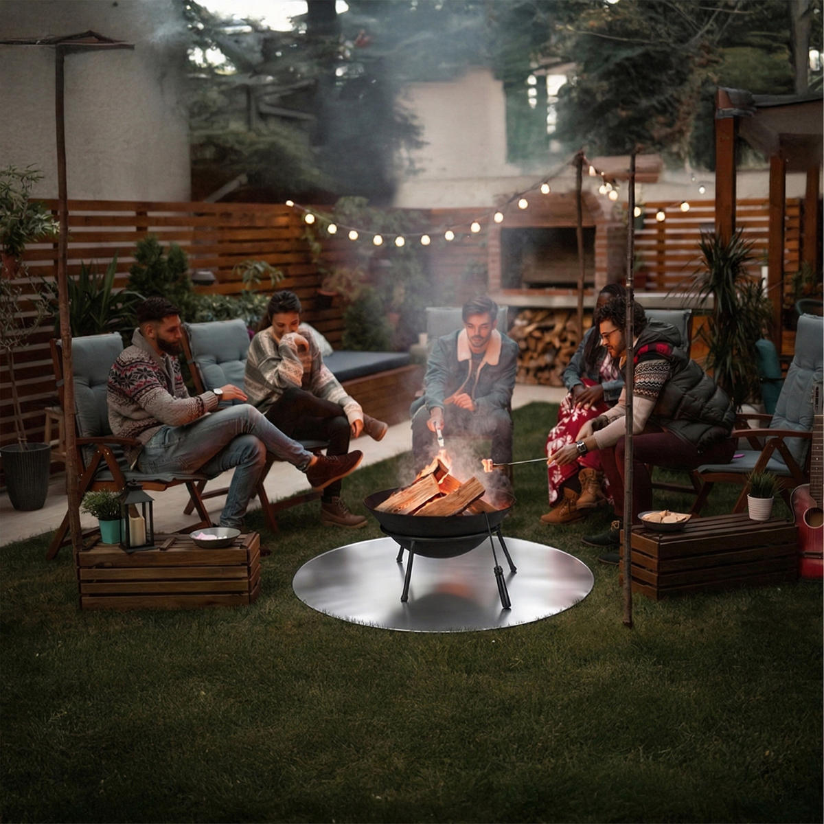 FEUERFESTE Unterlage - Multicolor, Kunststoff/Metall (60/1.5/60cm) - Relaxdays