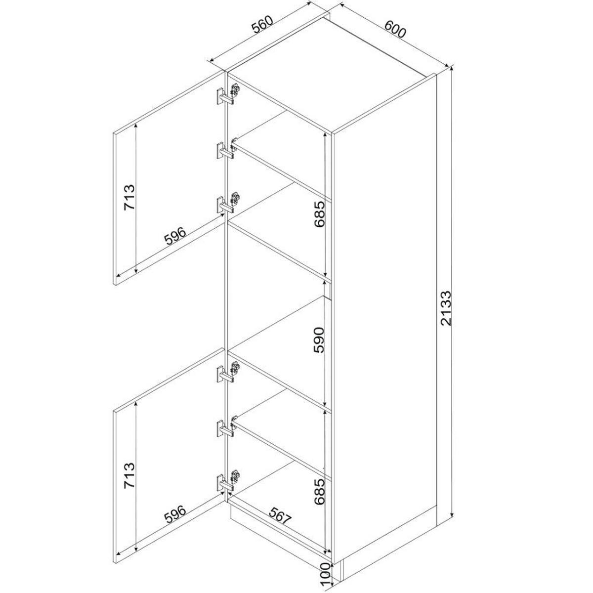 MIKROWELLENUMBAUSCHRANK D60PK/2133 PL ( S1600/11 ) – BONO – Elegante Geräte-Integration – Gold / Eiche - Eichefarben, Holzwerkstoff (60/213.3/56cm) - ROYAL24_MARKT