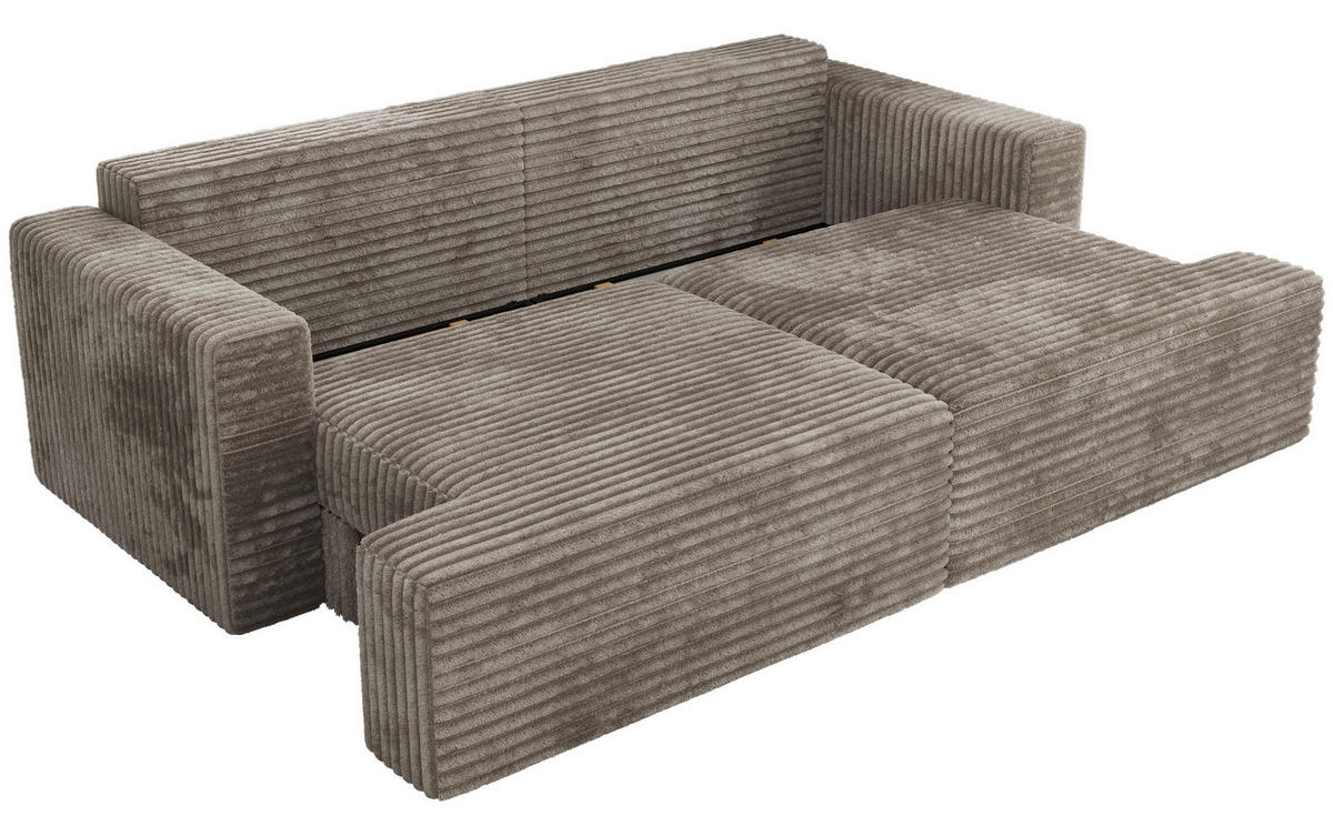4-SITZER SOFA VIRELLA Hellbraun Cord - Schwarz/Grau, Textil (240/88/115cm) - MKS
