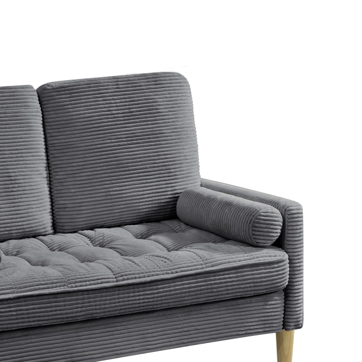 2-SITZER SOFA Cord Grau - Grau, Holz/Holzwerkstoff (121/87/76cm) - WISHDOR