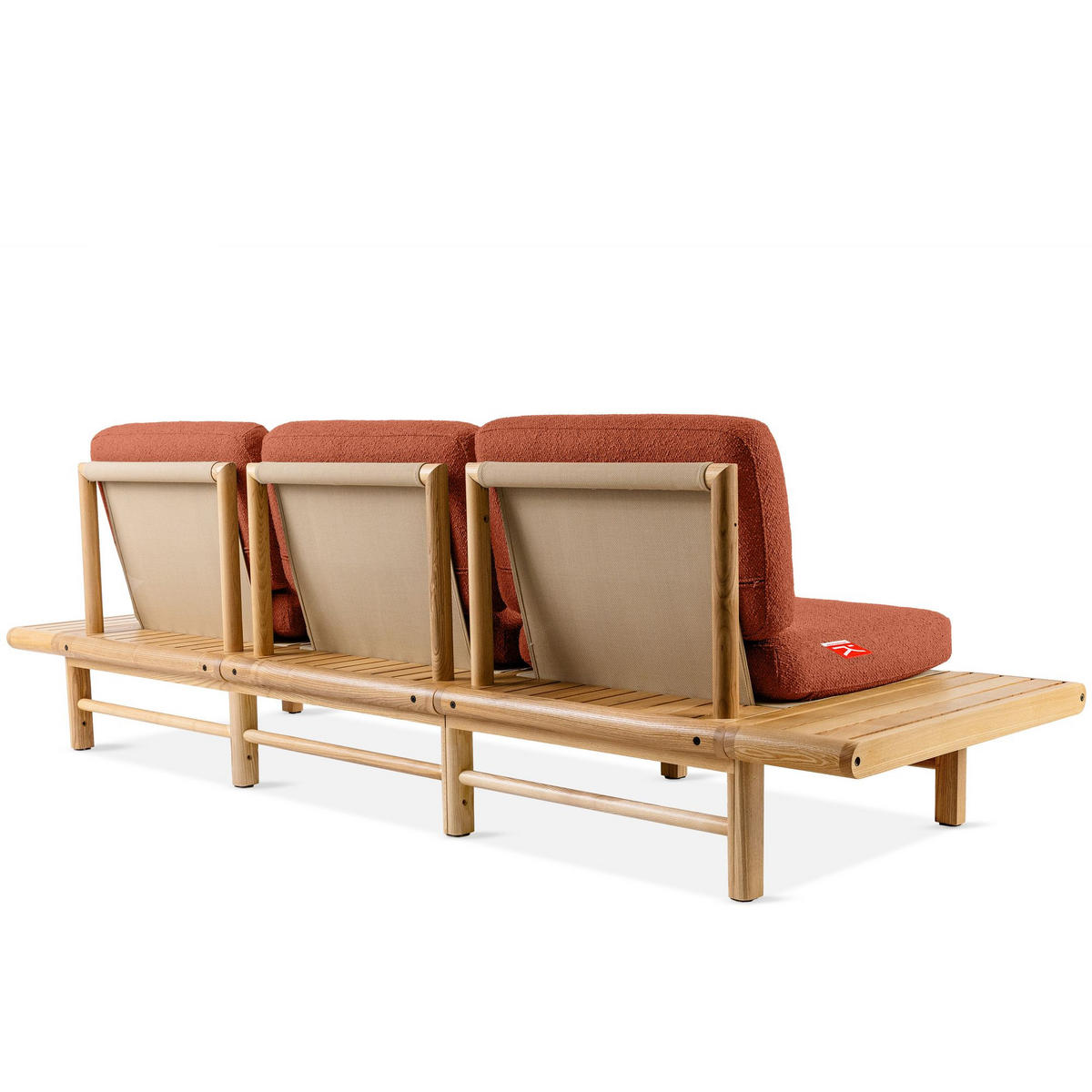 GARTENSOFA ATREDA 3-Sitzer, mit beideseitig Ablagen - Orange, Holz/Textil (260/74/80cm) - KONSIMO®