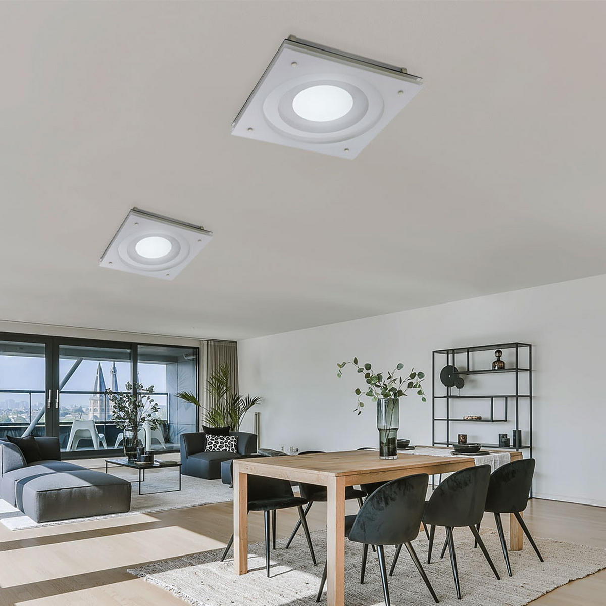 LED DECKENLEUCHTE Metall Glas Silber Weiß - Silberfarben, Glas (38/38/8.5cm)