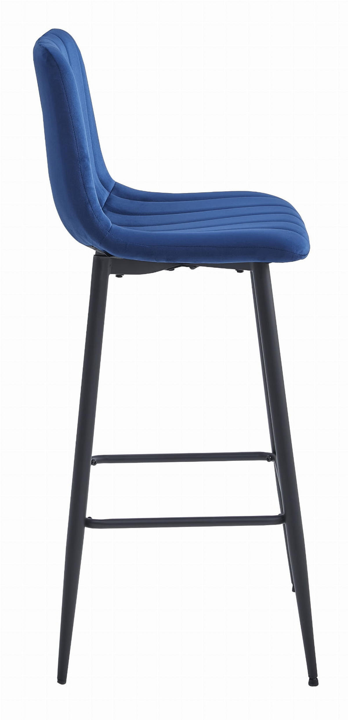 BARHOCKER 2-er Set POZZA marineblauer Sitz, schwarze Basis - Schwarz/Dunkelblau, Textil (43/104/35cm) - Valora